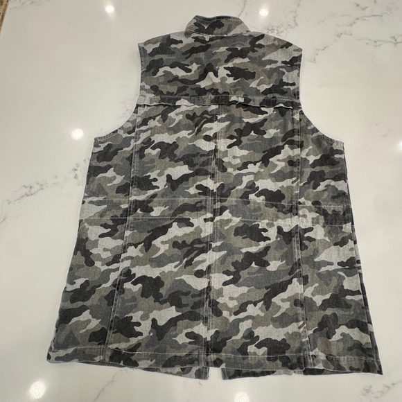Mystree Camo Utility Vest Womens L Sleeveless Military Jacket Streetwear Gray - Picture 2 of 7